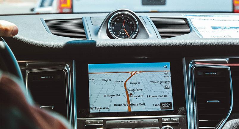 GPS map displayed on a car's center console