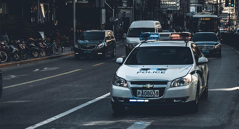 Police car on the road