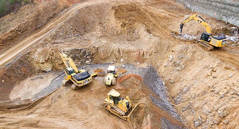 A construction site being worked on