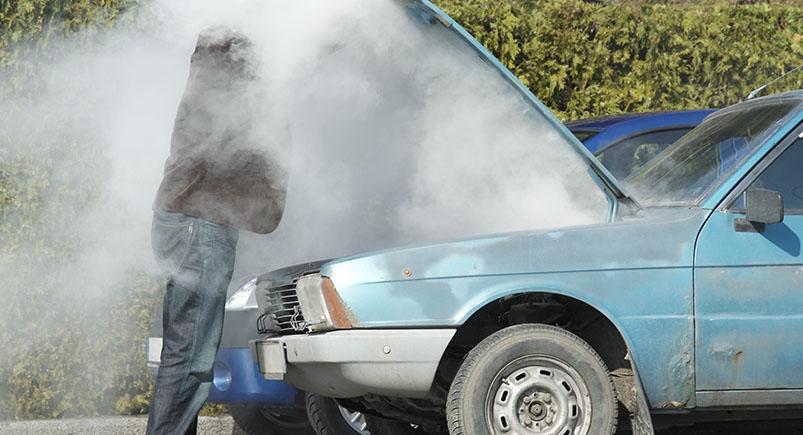 A car's engine overheating