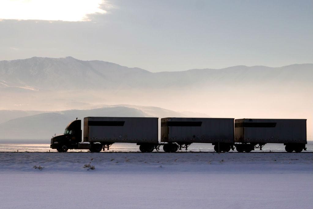 TRUCKS-TRACKING-SAFETY-ENCORE A trucking company's vehicle on the road