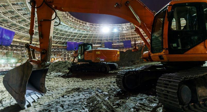 Construction work on a sports arena