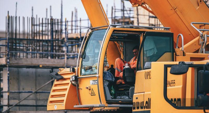 A construction crane being operated