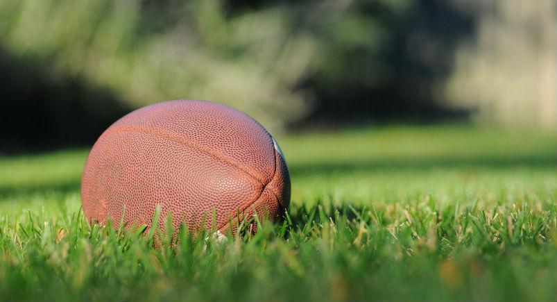 Football on a field of grass