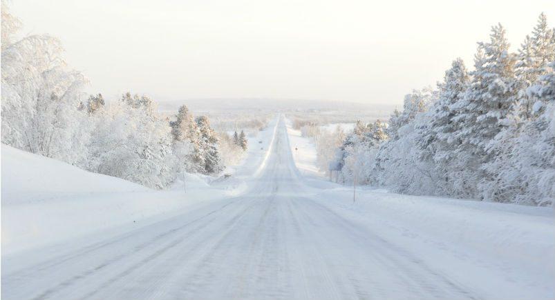 Snowy street in the winter