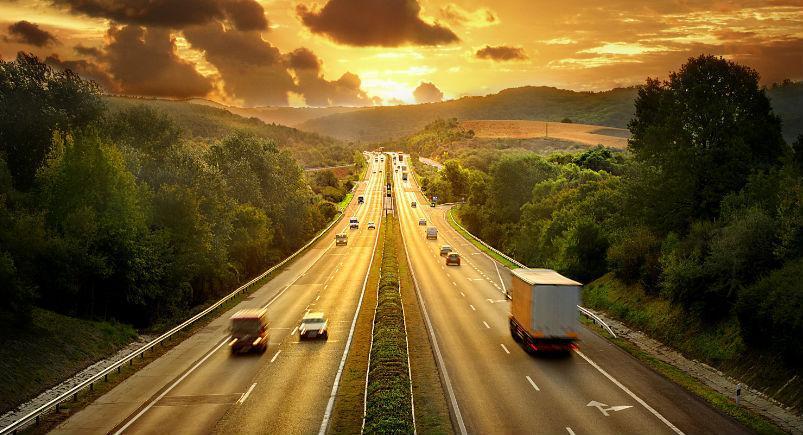 Vehicles driving on the interstate