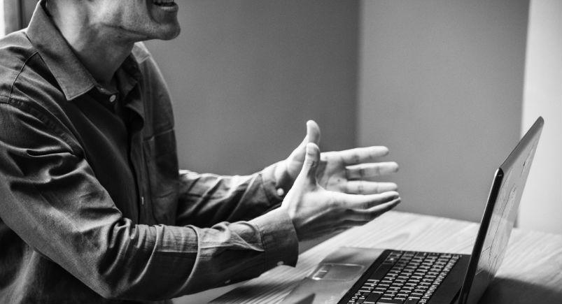 man-at-laptop-communication Man at laptop communicating