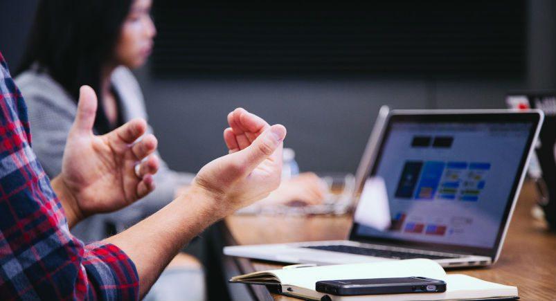 Employees in a workforce communicating