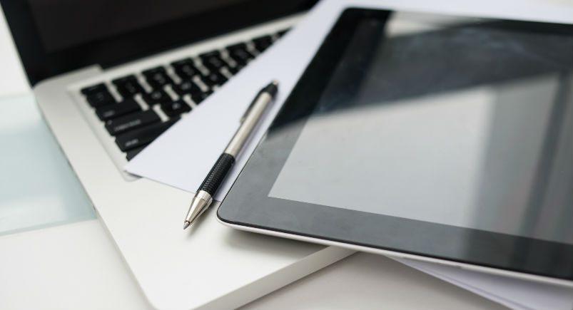 Laptop and iPad on a table