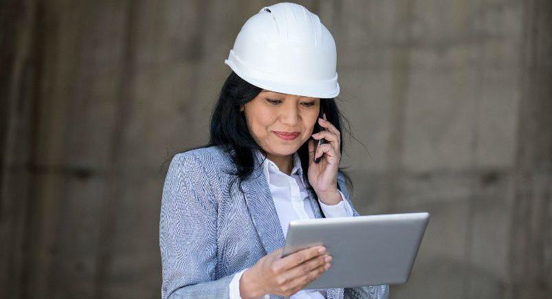 Engineer using tablet