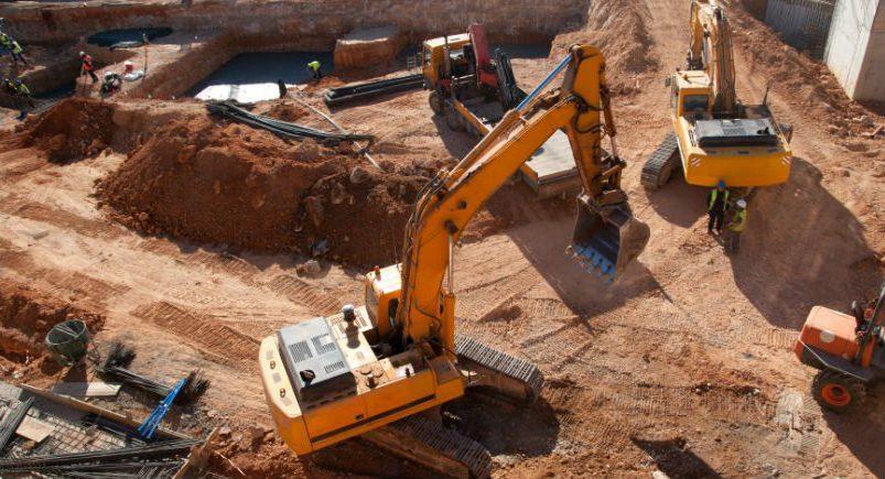 Construction equipment at a work zone