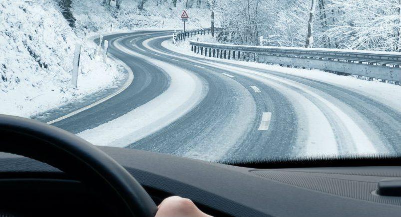 Freight vehicle driving in winter weather