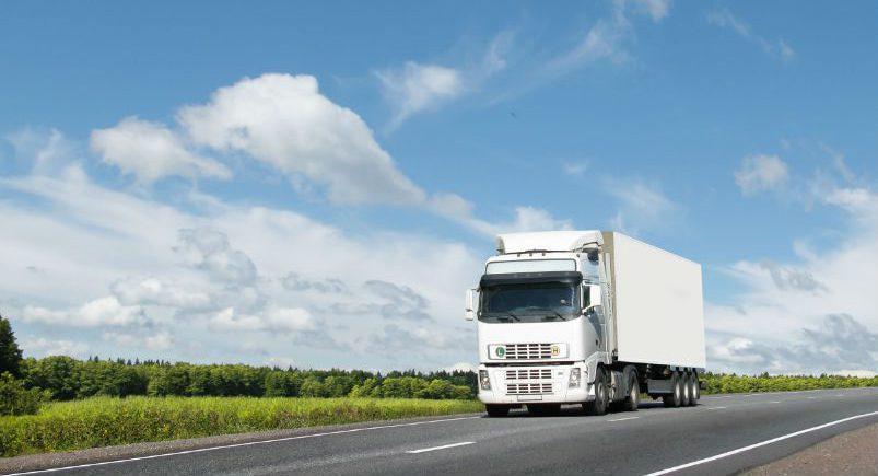 Truck on the highway driving