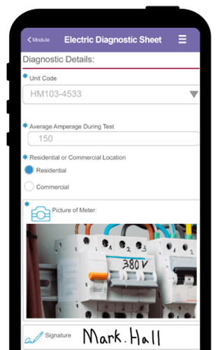 Electricial_Diagnosis_Form Electricians can automate information capture with Wireless Forms within our powerful mobile workforce management platform