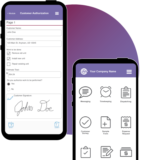 Mobile Workforce Plus features on phones, highlighting Wireless Forms