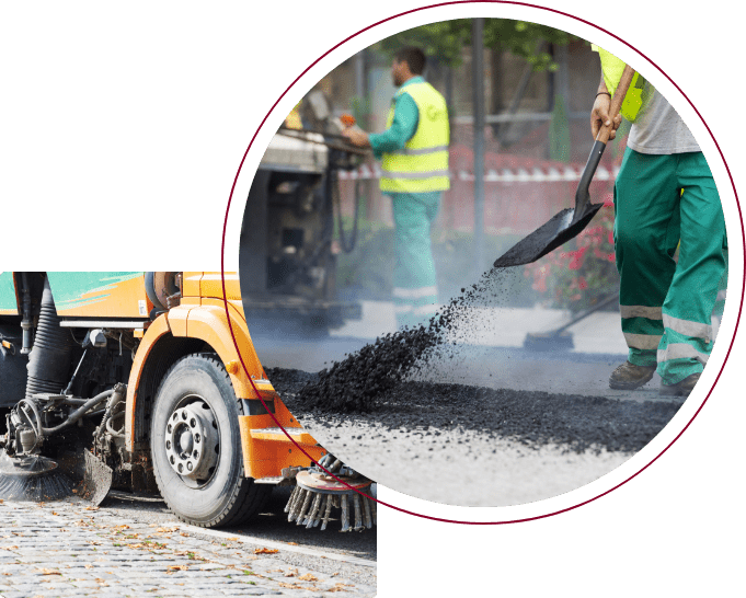 Concrete and asphalt contractors working