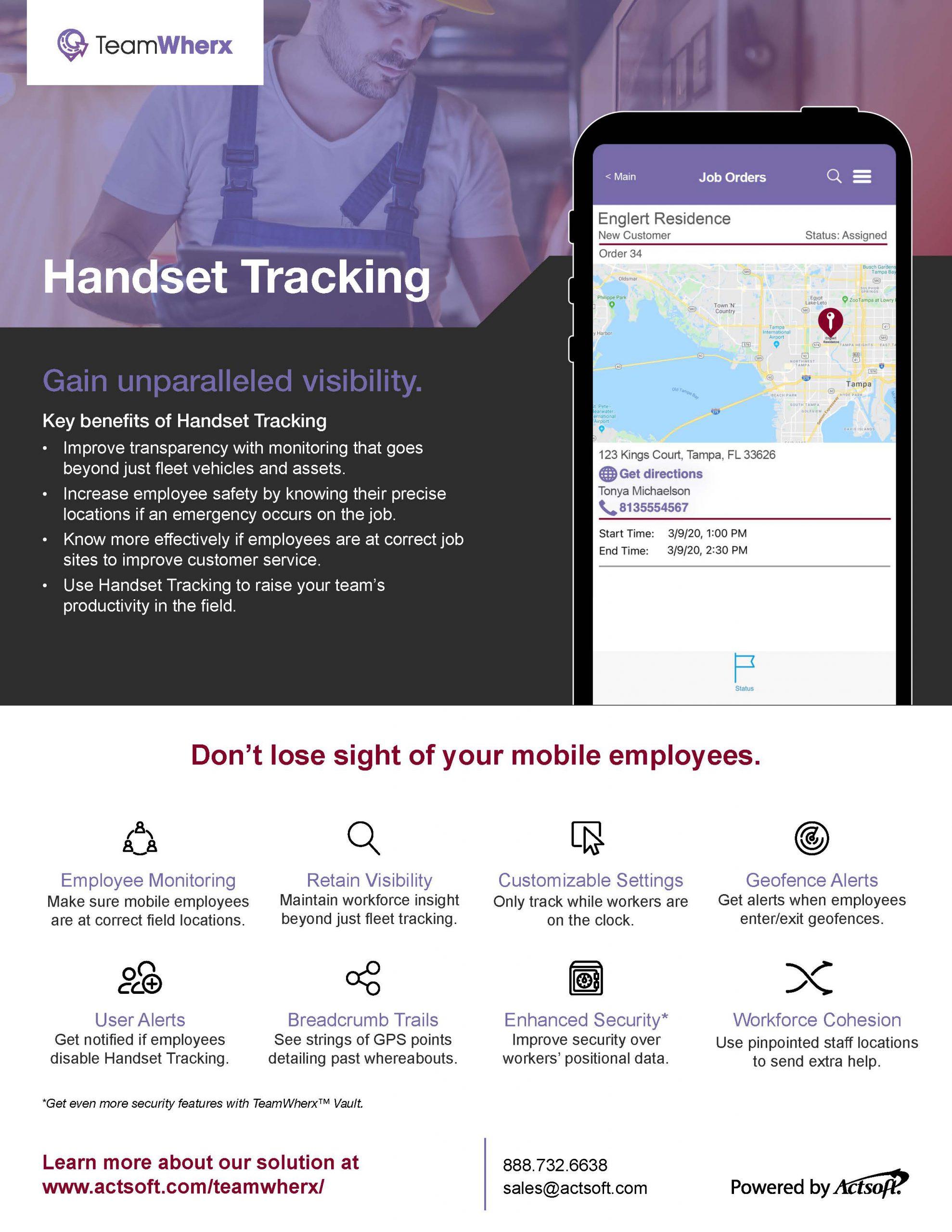 handset tracking one-pagers