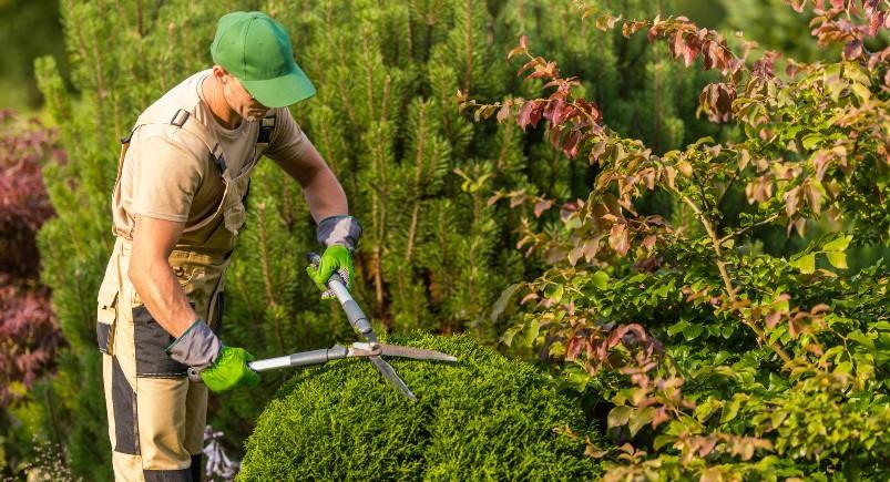 Landscaper completing a work order