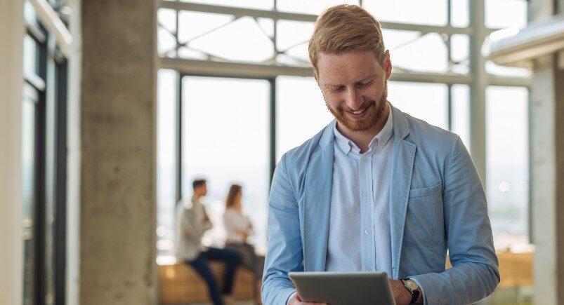 Businessman using tablet