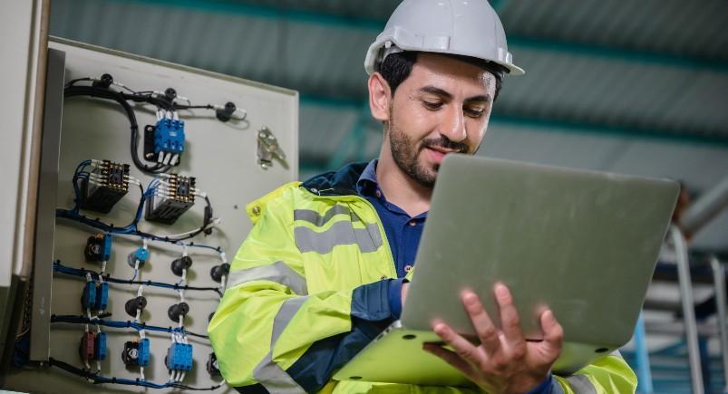 field service technician on tablet