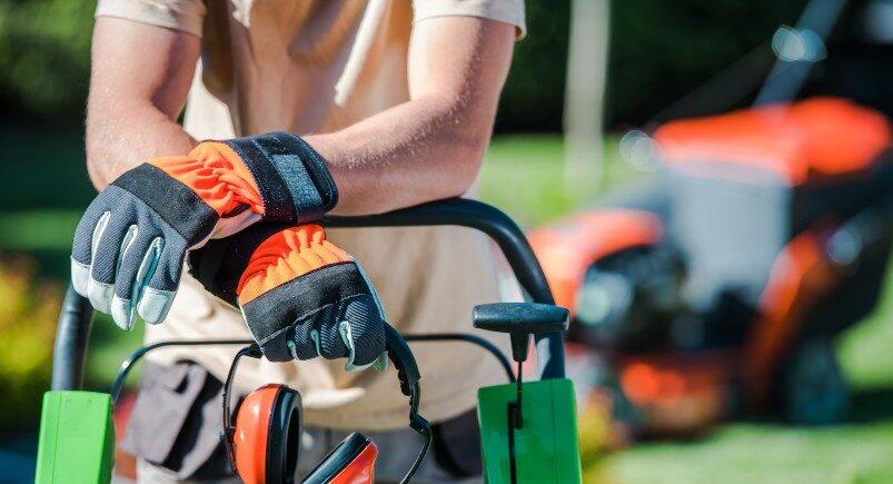 A landscaping contractor at work in the field