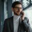 A businessman talking on the phone
