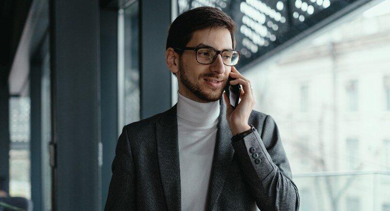 A businessman talking on the phone